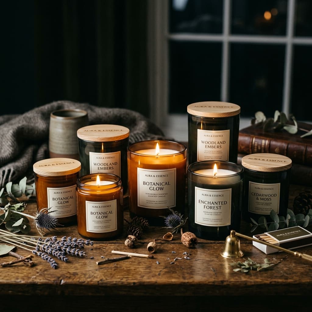 Luxury scented candles and holders