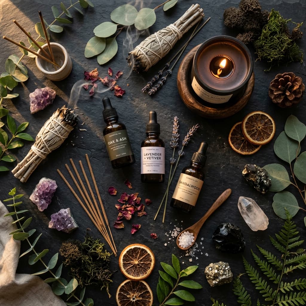 Premium aromatherapy essential oils, crystals, incense and botanical wellness products from Oak and Aroma
