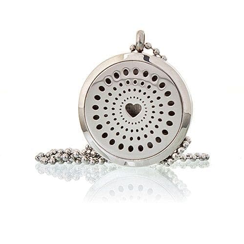 Aromatherapy Diffuser Necklace - Diamonds Heart 30mm