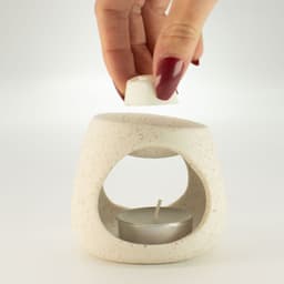 Ceramic Zen Oil Burner - Round Pebble - Speckled Off-White – image 5