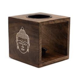 Large Square Mango Wood Oil Burner- Buddha Face – image 1