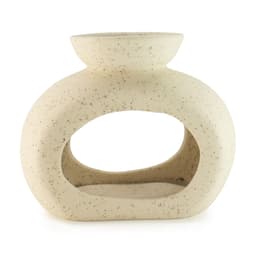 Ceramic Zen Oil Burner - Oval Pebble - Speckled Off-White – image 1