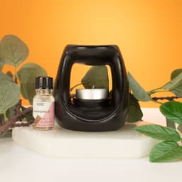 Ceramic Zen Oil Burner - Large Oval Pebble - Matt Black – image 2