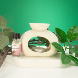 Ceramic Zen Oil Burner - Oval Pebble - Speckled Off-White – image 2