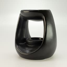 Ceramic Zen Oil Burner - Large Oval Pebble - Matt Black – image 3