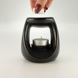 Ceramic Zen Oil Burner - Large Oval Pebble - Matt Black – image 4