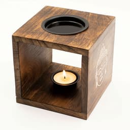 Large Square Mango Wood Oil Burner- Buddha Face – image 4