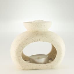 Ceramic Zen Oil Burner - Oval Pebble - Speckled Off-White – image 3