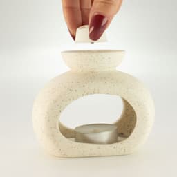 Ceramic Zen Oil Burner - Oval Pebble - Speckled Off-White – image 5