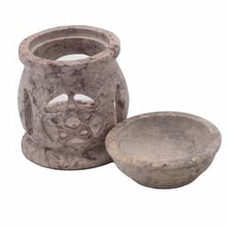 Small Soapstone Oil Burner 8cm - Three Moon Pentagon – image 3