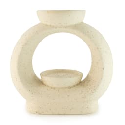Ceramic Zen Oil Burner - Large Oval Pebble - Speckled Off-White – image 1