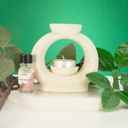 Ceramic Zen Oil Burner - Large Oval Pebble - Speckled Off-White – image 2