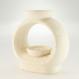 Ceramic Zen Oil Burner - Large Oval Pebble - Speckled Off-White – image 4