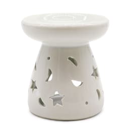 Lrg Classic White Oil Burner - Moon & Star – image 1