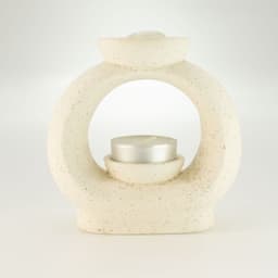 Ceramic Zen Oil Burner - Large Oval Pebble - Speckled Off-White – image 3
