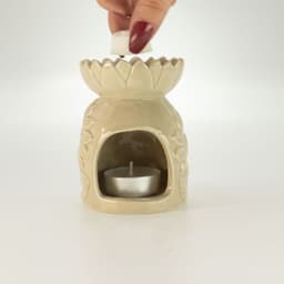Ceramic Sunflower Oil Burner - Pastel Beige – image 4