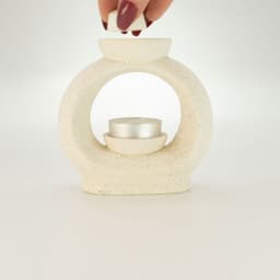 Ceramic Zen Oil Burner - Large Oval Pebble - Speckled Off-White – image 5