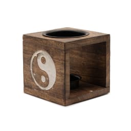 Square Mango Wood Oil Burner - Yin Yang – image 1