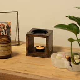 Square Mango Wood Oil Burner - Flower of Life – image 4