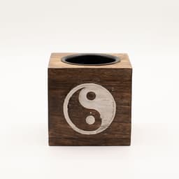 Square Mango Wood Oil Burner - Yin Yang – image 2