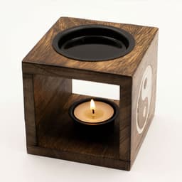 Square Mango Wood Oil Burner - Yin Yang – image 4