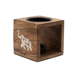 Square Mango Wood Oil Burner - Elephant – image 1