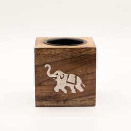 Square Mango Wood Oil Burner - Elephant – image 2