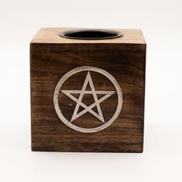 Large Square Mango Wood Oil Burner- Pentagon – image 1