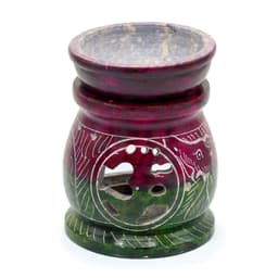 Small Coloured Soapstone Oil Burner 8cm - Om & Elephant – image 1