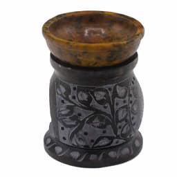 Soapstone Oil Burner 10cm - Mandala Flower - Black & Yellow – image 4