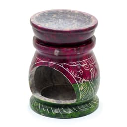 Small Coloured Soapstone Oil Burner 8cm - Om & Elephant – image 2