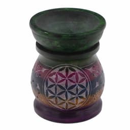 Soapstone Oil Burner 10cm - Flower of Life - Five Colours – image 2