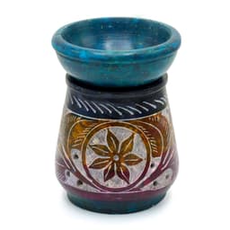 Small Coloured Soapstone Oil Burner 8cm - Flower – image 1