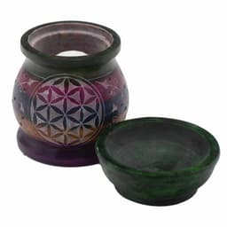 Soapstone Oil Burner 10cm - Flower of Life - Five Colours – image 3