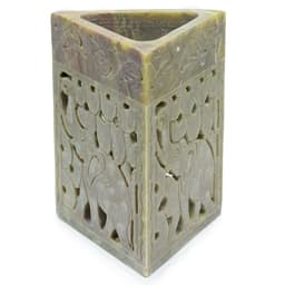 Triangle Soapstone Oil Burner 11x9cm - Elephant – image 1