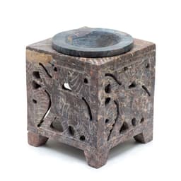 Square Soapstone Oil Burner 10x7.5cm - Elephant – image 1