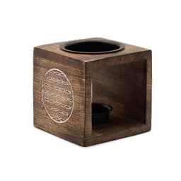 Square Mango Wood Oil Burner - Flower of Life – image 2
