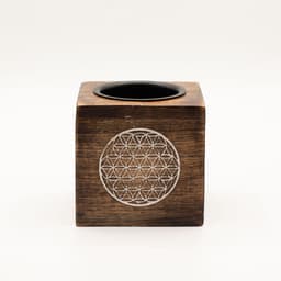 Square Mango Wood Oil Burner - Flower of Life – image 5