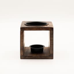 Square Mango Wood Oil Burner - Flower of Life – image 1