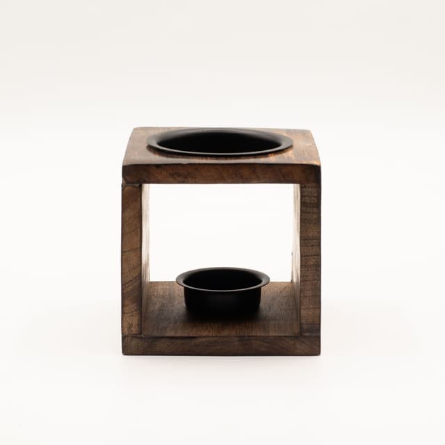 Square Mango Wood Oil Burner - Flower of Life