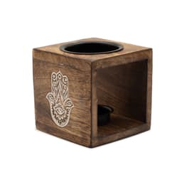 Square Mango Wood Oil Burner - Hamsa – image 3